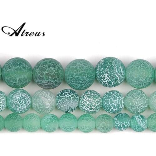 6/8/10mm Frost Green Cracked Dream Fire Dragon Veins Agates Beads Natural Stone Beads For Handmade Jewelry Making Findings