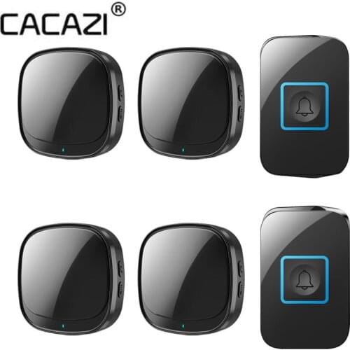 CACAZI USB Wireless Waterproof Doorbell Smart Home Door Bell Chime Kit LED Flashing Security Alarm Welcome Melodies 60 ringtones