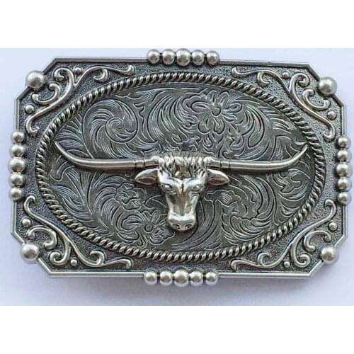 Vintage Ancient silver Bull Western Cowboy Belt Buckle SW-BY893 suitable for 4cm wideth belt with continous stock free shipping