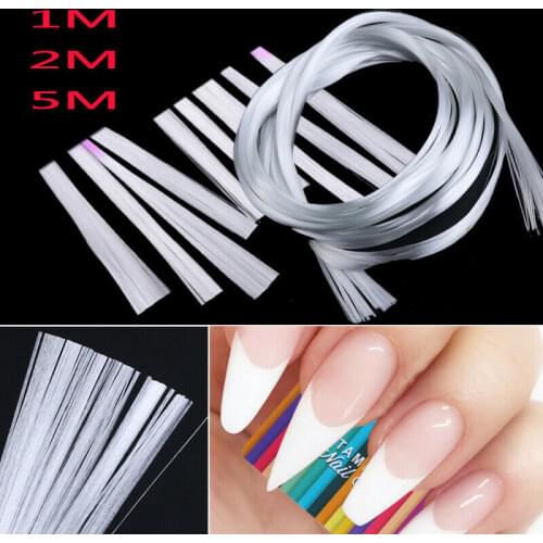 1pcs Fiberglass Nail Forms Acrylic UV Gel DIY Fiber Silk Nail Art Extension Tips White French Manicure Tools Accessories 1/2/5m