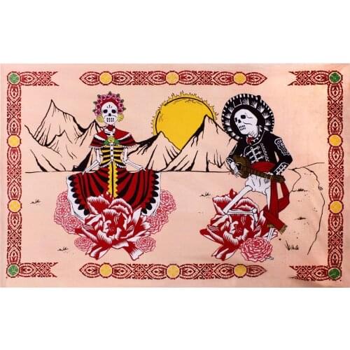 Mexican Day of the Dead Tapestry Hanging Wall Art