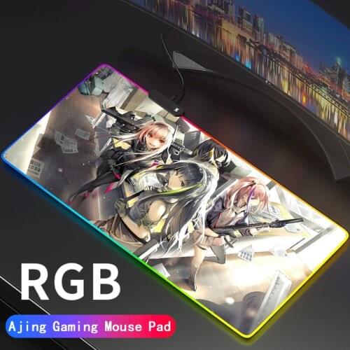 Girls Frontline Office RGB Illumination Mouse Pad Mat Game Gamer Gaming Mousepad Keyboard Compute Anime LED Desk Mat for CSGO