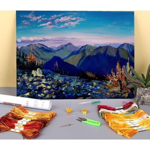 Landscape Gorgany. Etude Printed Canvas 11CT Cross Stitch Embroidery Set DMC Threads Handicraft Needlework Handiwork Gift