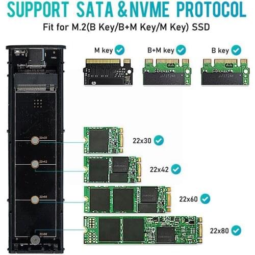 M.2 Nvme Ssd To Usb 3.1 For M.2 Ssd,10gbps Dual Otg Pcie Ngff Adapter M2 Protocol Enclosure M2 With Sata Nvme Box, Nvm D1p6