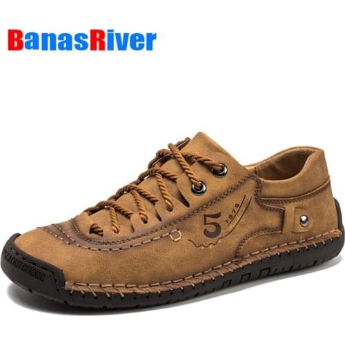 2020 Outdoor Spring Autumn Handmade Men Shoes Leather Fashion Casual Sneakers Loafers Flats Moccasins Driving Slip On Footwear
