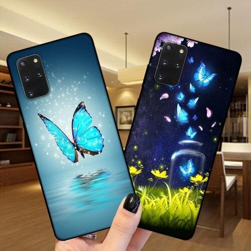 Blue Butterfly Soft Silicone Phone Case Cover For Samsung S10 S20 Plus S20 Ultra S10E S8 S9 Plus Note 20 Ultra 10 Pro 9 8
