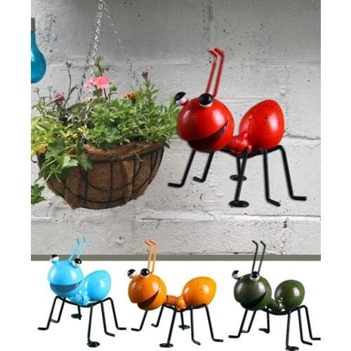 4Pcs Set Metal Ant Wall Decor Colorful Indoor Bathroom Kids Room Outdoor Garden Fence Yard Art Wall Sculptures Decoration