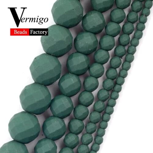 Natural Dark Green Nanotech Rubber Faceted Hematite Beads For Jewelry Making Spacer Beads For Bracelet Necklace Accessories