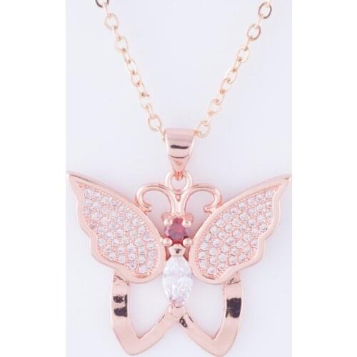 New Fashion Jewelry Bijoux Zircon Butterfly Charms Necklaces Femme Diy Copper Micro Pave Animal Beads Womens Necklace Wholesale