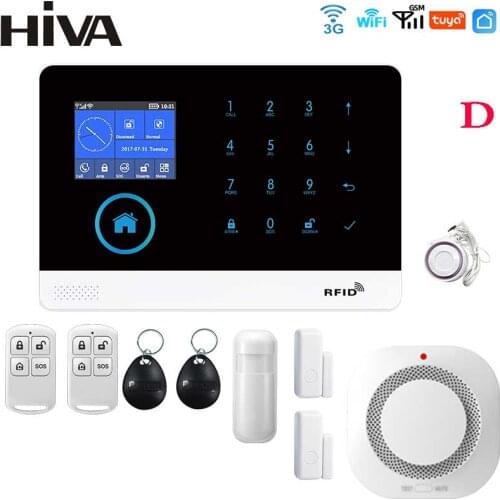 HIVA PG103 3G Alarm Security System for Home Burglar Alarm System with Door and Pir Sensor Tuya App control