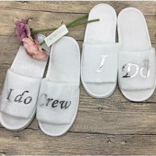 Personalized I DO Wedding Slippers Wedding Bride & Bridesmaid Name Slippers Bachelorette party favors gifts wedding gifts