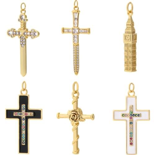 Cross Diy Pendant Charms for Jewelry Making Supplies Butterfly Zircon Designer Jewelry Charms for Earrings Necklace Bracelet