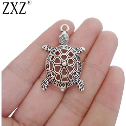 ZXZ 5pcs Animal Turtle Tortoise Charms Pendants for Necklace Jewelry Making Findings 38x25mm