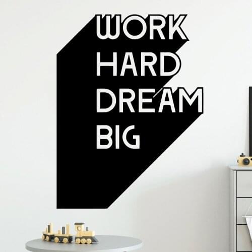 Romantic Work Hard Dream Big Vinyl Kitchen Wall Stickers Wallpaper For Kids Rooms Decoration Waterproof Wall Art Decal