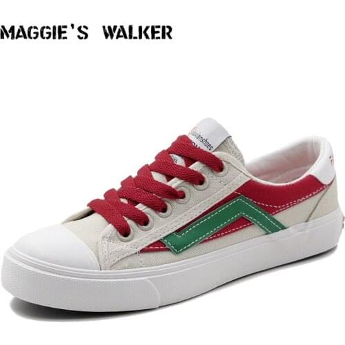 Maggies Walker New Arrival 2018 Fashion Casual Canvas Shoes Lacing Platform Shoes Candy-colored Canvas Outdoor Shoes Size 35~39
