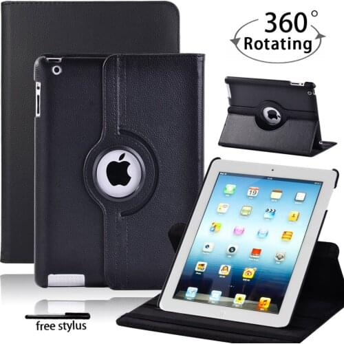 360 Rotating Case for Apple Ipad 2/3/4 9.7 Inch Tablet Leather Stand Cover Protective Shell for Apple IPad Case + Stylus
