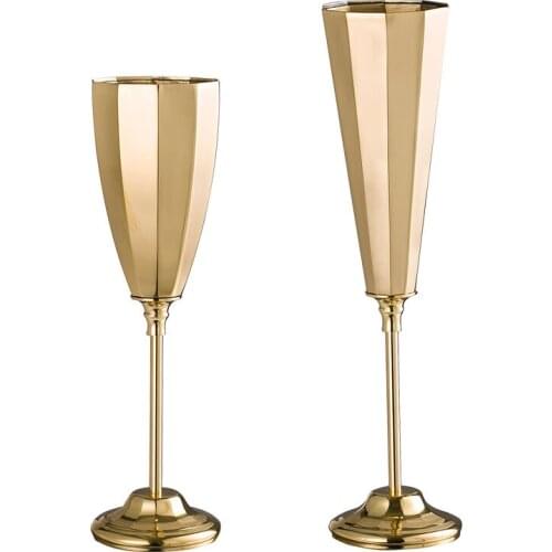 High Feet Cup Gold Stainless Steel Feather Holder Flower Holder Wedding Party Decor Luxury Design