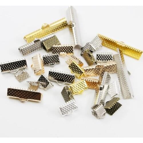 50Pcs/lot 6-40mm Cove Clasps Cord End Caps String Ribbon Leather Clip Connector For Necklace Bracelet Jewelry Making Accessories