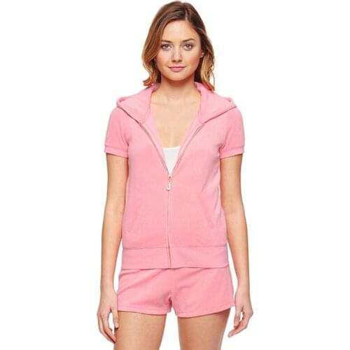 Ladies New Hoodie Fashion Slim High Waist Casual Shorts Summer Cotton Sportswear Elastic Waist Shorts Pink