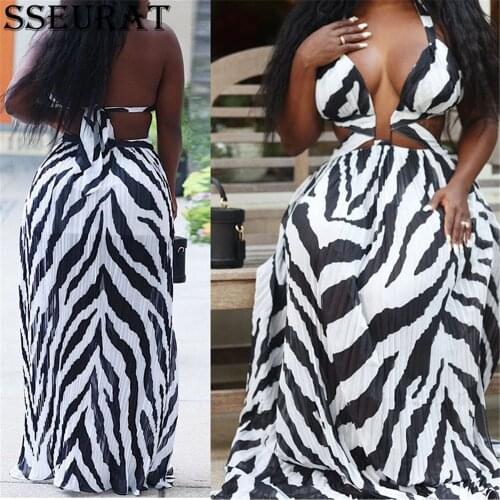 SSEURAT Plus Size Print Women High Side Slit Maxi Dresses Sexy Night Party Beachwear Open Back Floor Length Long Dresses
