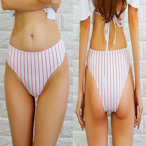 2021 Sexy Women Bikini Panties Low Waisted Striped Swimsuit Female Swimwear Bottom Beachwear Bathing Suit