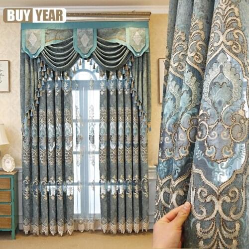 2021 New European Style Luxury Embroidered Curtains for Living Room Bedroom Balcony Blackout Curtains Customization