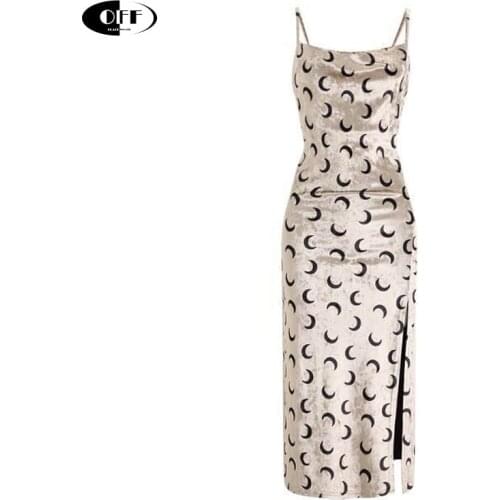 Brand New Women moon Dress Spaghetti Strap Slit Velvet Black Dress Sexy Bodycon bandage Dress Midi Party Dress Vestidos Verano