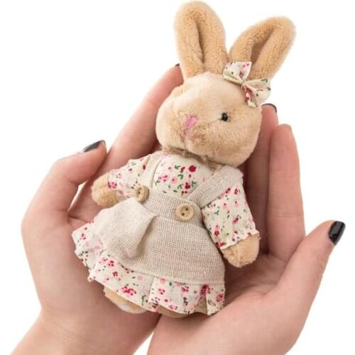 Cute Plush Fur Pompom Linen Teddy Rabbit Doll Keychain Women Bear Toy Keyring Women Bag Car Holder Wedding Party Couple Gift