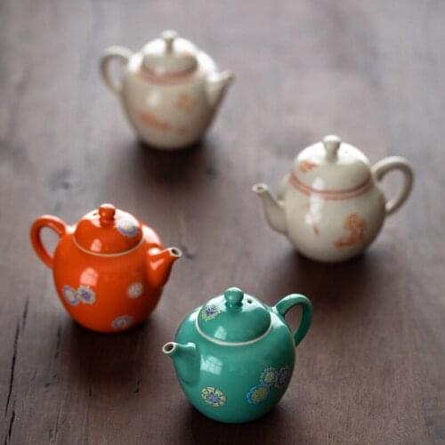 Sanwei Tea Products Turquoise Celadon Teapot Ceramic Gongfu Teapot Urgent Need Pot Small Pot Handle Pot Tea Kettle Kettle Tea