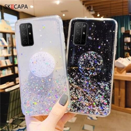 For Huawei honor 10 20i 10i 9S 9 20 lite 9i V10 20s 20 9X PRO Play 8x max P smart Bling Glitter phone Cover Holder Stand Case
