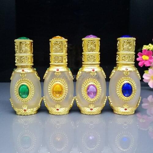8ML 12ML 20pcsGold Glass Crystal Essential oil Dropper Bottle Pigment Perfume Container Vials Portable Empty Cosmetic Packaging