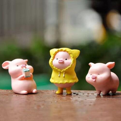 6 pcs Collection Home Decor Garden Miniature Animal Figurines Desktop Decoration Cute Pig Figure Toys Creative Gift For Children