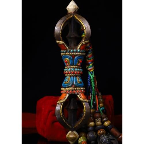 10"Chinese temple collection Old Tiantie Tracing 5 shares Vajra Dharma Pendant gem Ornaments Town House Exorcism