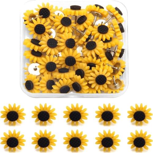 Thumbtack Sunflower Shape Push Pins Thumb Tacks for Notice Board Cork Board Paper Photo Wall Studs Pins Sationeryk