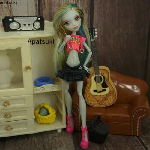 Punk Crop Top Vest Pleated Mini Skirt for Monster High Doll Outfits Fashion Doll Clothes Set For Bratz Accessories 1/6 Kids Toy