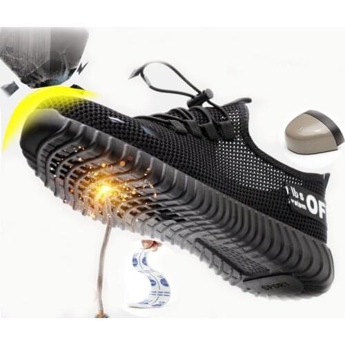 Lightweight Safety Working Shoes Man Construction Site Anti Puncture Anti Smash Work Boots Breathable Steel Toe Sneakers for Men