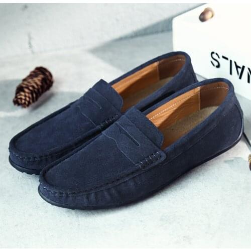 Summer Mens Loafers Fashion Men Casual Shoe Suede Genuine Leather Light Moccasins Outdoor Slip On Mens Flats Male Driving Shoes