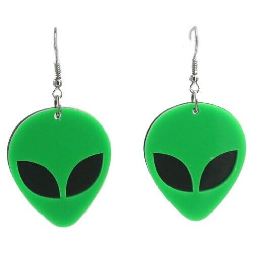 Cartoon Lovely Acrylic Emulational Green Alien Small Proportion Eardrop Creative Funny Sweet Cute Girls Fashion Earrings