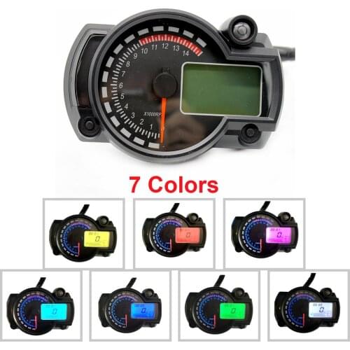 Motorcycle 12V modified LCD digital 7 color adjustable tachometer code meter assembly oil meter speedometer