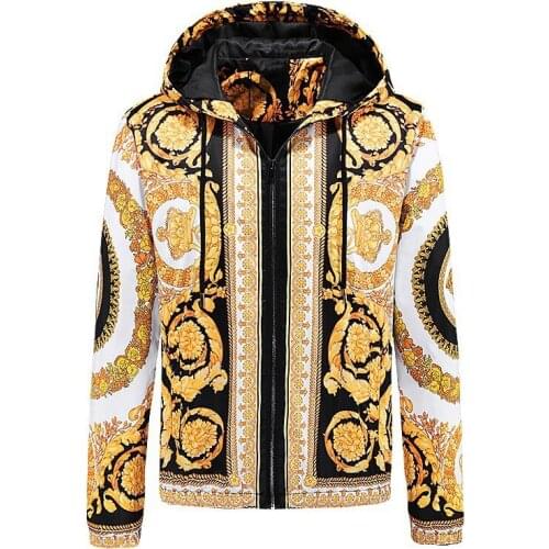 High Quality Jacket Luxury Gold Print Bomber Jacket Men 2021 Royal Men Casual Coats Windbreaker Clothes Streetwear Social Mens