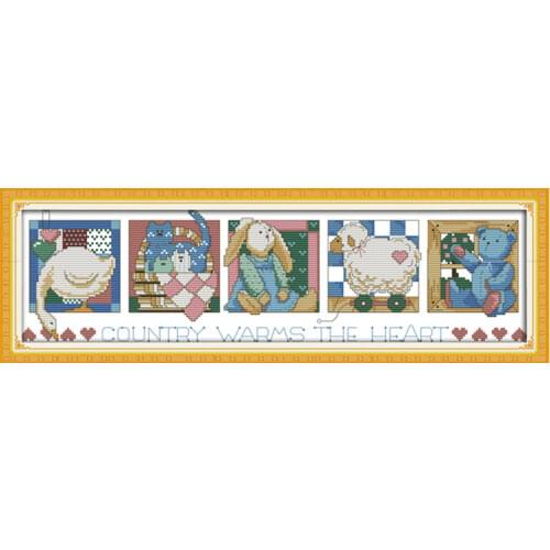 Country warms the heart cross stitch kit 14ct 11ct count print canvas stitching embroidery DIY handmade needlework