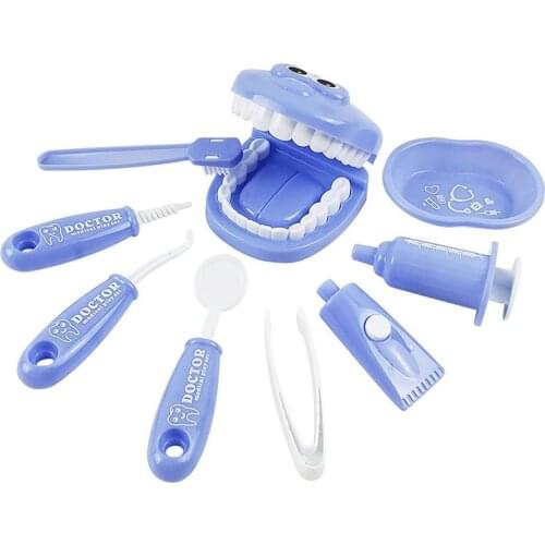 9Pcs Kids Pretend Play Dentist Check Teeth Model Set Medical Kit Educational Role Play Simulation Learing Toys For Kids Gift
