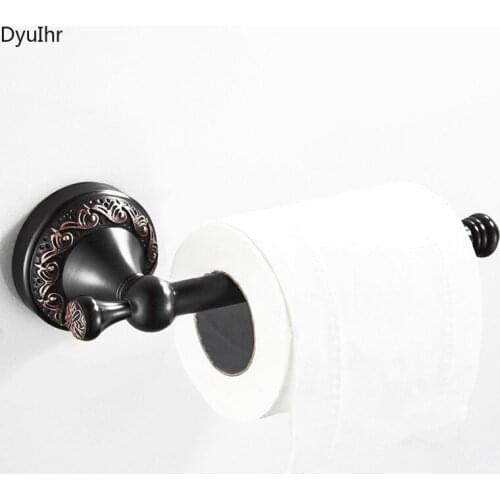 DyuIhr retro black wall-mounted paper towel rack copper material antique copper craft roll paper rod bathroom accessories