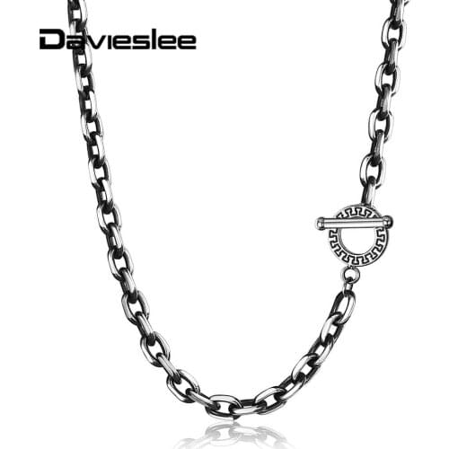 2019 Mens 6mm Cut Cable Link Chain Necklace Simple Gunmetal Stainless Steel For Women Unique Toggle Clasp Fashion Jewelry TNS006