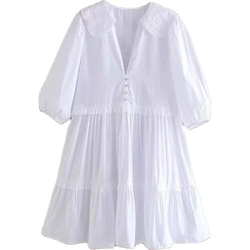 Casual V Neck Long Sleeve Knee Length Shirt Dresses DLQZ233