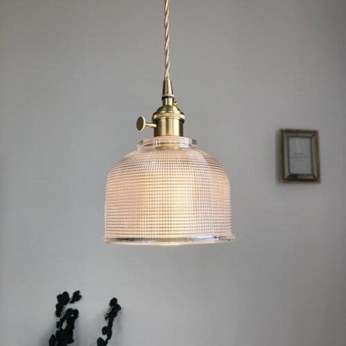 Japanese style retro brass glass chandelier Nordic style country nostalgic bar restaurant cafe bed background wall chandelier