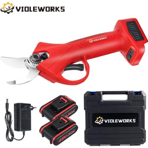 48V Cordless Pruner Electric Pruning Shear with 2pc Lithium-ion Battery Efficient Tree Bonsai Pruning Branches Cutter EU Plug