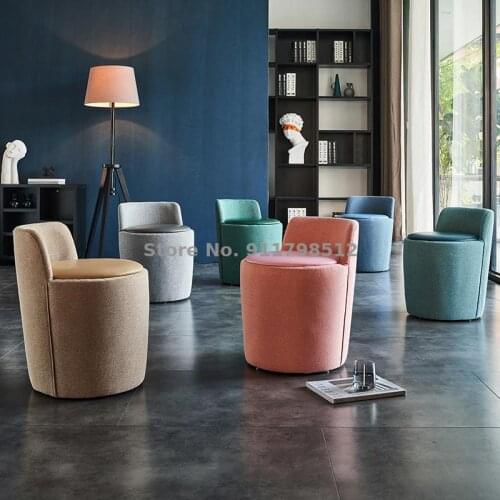 Nordic ins designer color matching shoe changing stool backrest chair bedroom dressing chair living room storage stool sofa stoo