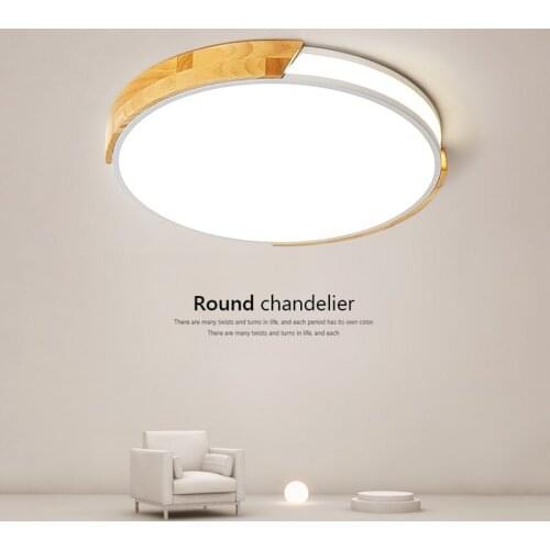 Modern Minimalist LED Wooden Ceiling Lamp Lighting Fixture For Living Room Bedroom Kitchen Wardrobe Warm Home Remote Control