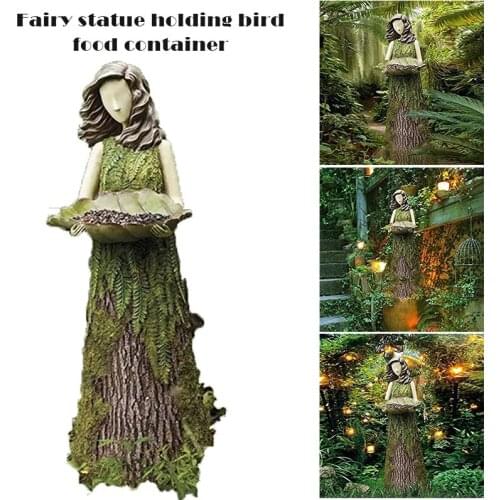Sherwood Fern Fairy Statuary with Bird Feeder Resin Ornament Outdoor Garden Statue Super Cute клетка для попугая